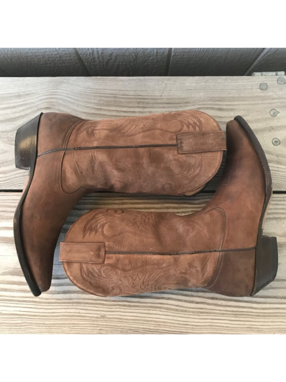Brito Vaquero Mens Brown Nubuck Leather Cowboy Western Boots 8.5 - Picture 3 of 13